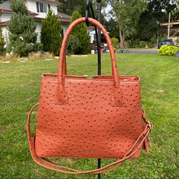 Grossi Burnt  Orange Textured Faux Leather Handbag - Picture 13 of 14